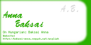 anna baksai business card